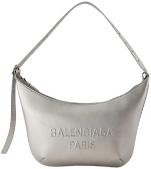 Balenciaga Metallic Calfskin Schoudertas Balenciaga , Gray , Dames - ONE Size