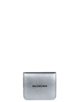 Balenciaga Mini portemonnee van zilver leer met logo schrijven Balenciaga , Gray , Dames - ONE Size