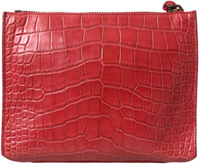 Balenciaga Rode Exotische Leren Klassieke Pouch Handtas Pols Tas - maat Rood