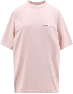 Balenciaga Roze Crew-neck T-Shirt Balenciaga , Pink , Dames - Xl,M,S,Xs,2Xs