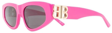 Balenciaga Roze Sungles met Originele Accessoires Balenciaga , Pink , Dames - 53 MM