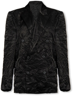Balenciaga Satijnen blazer met kreukel effect Balenciaga , Black , Dames - M,S