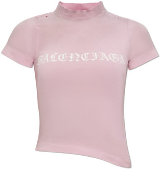 Balenciaga T-shirt met logo Balenciaga , Pink , Dames - L,M,S