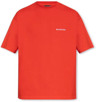 Balenciaga T-shirt met logo Balenciaga , Red , Heren - M,S,Xs,2Xs