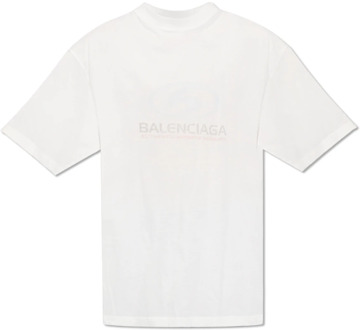 Balenciaga T-shirt met logo-print Balenciaga , White , Heren - 2Xl,Xl,L,M,S,Xs,2Xs