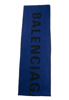 Balenciaga Tweekleurige Macro Sjaal in Zwart en Marineblauw Balenciaga , Blue , Heren - ONE Size