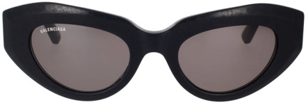 Balenciaga Vintage-geïnspireerde Cat-eye Zonnebril met Exclusief Ontwerp Balenciaga , Black , Dames - 52 MM