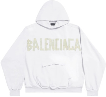 Balenciaga Witte Hoodie met Logo Print Balenciaga , White , Heren - L,S
