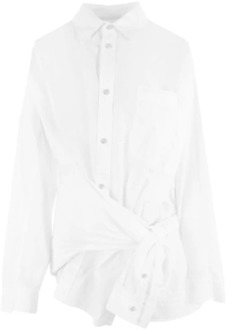 Balenciaga Witte Katoenen Poplin Deconstructed Overhemd Balenciaga , White , Dames - S