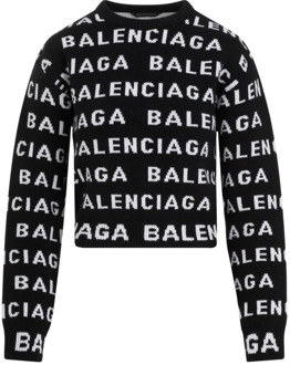 Balenciaga Wol Pullover Zwart Wit Balenciaga , Multicolor , Dames - S,Xs