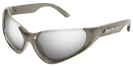 Balenciaga Zilveren Zonnebril met Zilveren Lenzen Balenciaga , Gray , Dames - 64 MM
