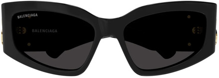 Balenciaga Zonnebril 57 Zwarte Vierkante Frame Balenciaga , Black , Unisex - ONE Size