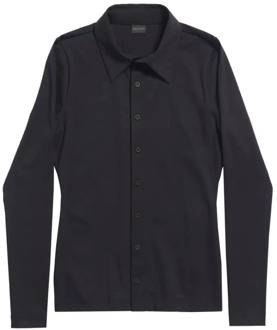Balenciaga Zwart Stretch Jersey Klassieke Kraag Shirt Balenciaga , Black , Dames - M,S