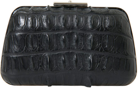 Balenciaga Zwarte Exotische Huid Leren Schouder Crossbody Doos Clutch Tas - maat