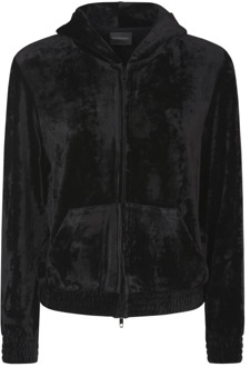 Balenciaga Zwarte Fitted Zip Up Hoodie Sweaters Balenciaga , Black , Dames