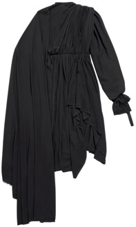 Balenciaga Zwarte Gedrapeerde Asymmetrische Jurk Balenciaga , Black , Dames - M