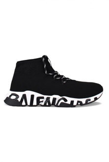 Balenciaga Zwarte Lace Up Graffiti Sneakers Balenciaga , Black , Heren - 45 EU