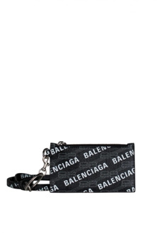 Balenciaga Zwarte leren kaarthouder met BB-monogram Balenciaga , Black , Heren - ONE Size