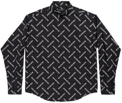Balenciaga Zwarte shirts met 5,0 cm rand Balenciaga , Black , Heren - 2Xl,Xl