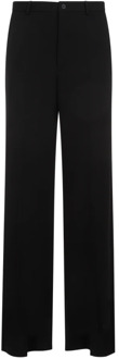 Balenciaga Zwarte Wol Regular Fit Broek Balenciaga , Black , Heren - M,S