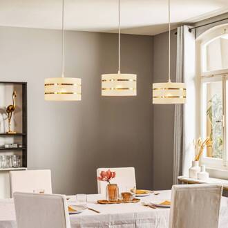 Balk hanglamp Helen wit-goud 3-lamps wit, goud