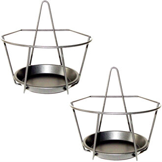 Balkon bloempothouder - 2x - bloembak met ophanging - zwart metaal - 17 x 18 x 17 cm - rond