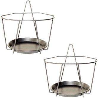 Balkon bloempothouder - 4x - bloembak met ophanging - zwart metaal - 22 x 21 x 20 - round