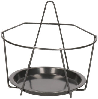 Balkon bloempothouder - bloembak met ophanging - zwart metaal - 22 x 21 x 20 - round - Plantenbakbeugels Grijs