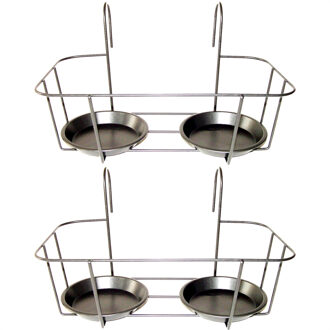 Balkon bloempothouder dubbel - 2x - bloembak met ophanging - zwart metaal - 34 x 26 x 19 cm