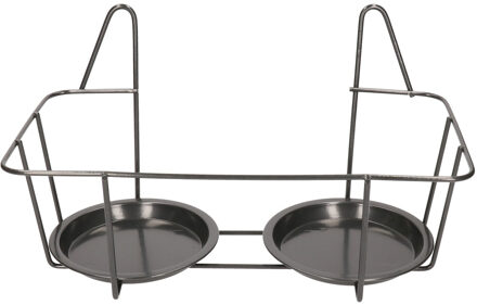 Balkon bloempothouder dubbel - bloembak met ophanging - zwart metaal - 34 x 19 x 19 cm - Plantenbakbeuge