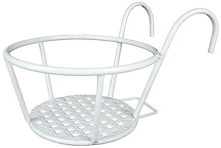 Balkon Opknoping Plant Rekken Ronde Bloempot Rack Reling Hek Outdoor Venster Ijzeren Bonsai Stand Decoratie wit