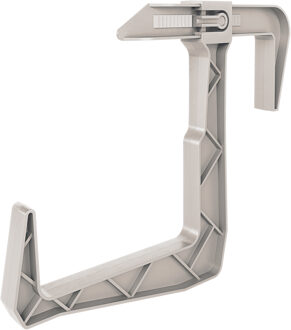 Balkon plantenbak ophang beugels - 1x - voor railing - kunststof - lichtgrijs - balustradehook
