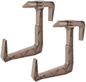 Balkon plantenbak ophang beugels - 2x - voor railing - kunststof - beige - balustradehook