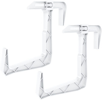 Balkon plantenbak ophang beugels - 2x - voor railing - kunststof - ivoor wit - balustradehook