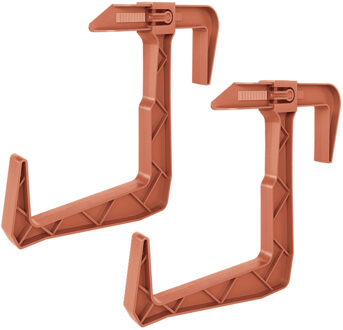 Balkon plantenbak ophang beugels - 2x - voor railing - kunststof - terracotta - balustradehook