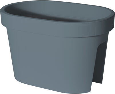 Balkon plantenpot/bloempot - blauw - 40 x 25 cm - ovaal - kunststof