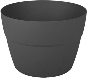 Balkon plantenpot/bloempot - kunststof - Antraciet - D30 x H21 cm - 8 liter - Tuin/balkon decoraties Grijs