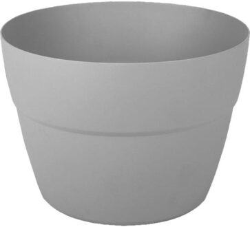 Balkon plantenpot/bloempot kunststof grijs D30 x H21 cm - Plantenpotten