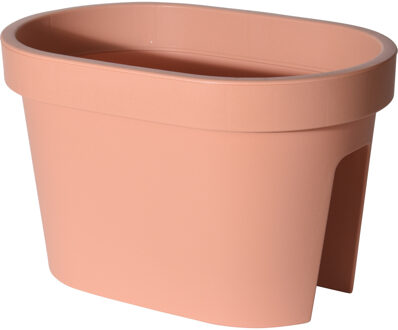 Balkon plantenpot/bloempot terra cotta 40 x 25 cm ovaal van kunststof - Plantenpotten Rood