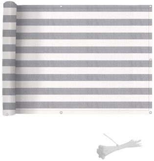 Balkon Privacy Screen Cover Mesh Voorruit Uv Bescherming Weersbestendigheid Met Kabelbinders grijs wit