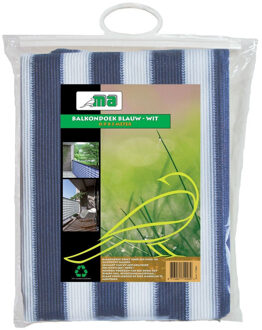 Balkondoek - zonnescherm - blauw/wit - 0,9 x 5 meter - kunststof - privacy scherm - windscherm