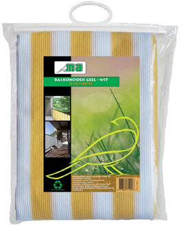 Balkondoek - zonnescherm - geel/wit - 0,9 x 5 meter - kunststof - privacy scherm - windscherm