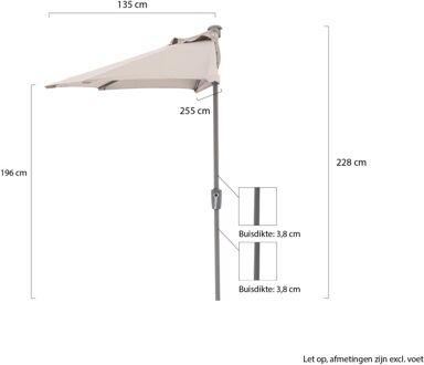 balkonparasol 255x135cm - Laagste prijsgarantie! Taupe