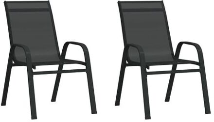 Balkonstoelen - Zwart - 55 x 65 x 89 cm - Waterbestendig - Gepoedercoat Staal - Textileen