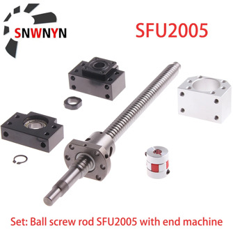 Ball Screw SFU2005 200 500 1000 1200mm Ballscrew With End Machined+BK15BF15 Support+Coupler + Ballnut Housing Ball Screw For CNC