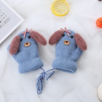 Balleenshiny 0-1 Jaar Winter Warme Halter Handschoenen Kinderen Mooie Gebreide Dubbele Laag Plus Fluwelen Gewatteerde Handschoenen Strepen Leuke hond 3
