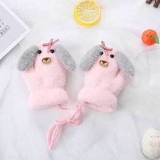 Balleenshiny 0-1 Jaar Winter Warme Halter Handschoenen Kinderen Mooie Gebreide Dubbele Laag Plus Fluwelen Gewatteerde Handschoenen Strepen Leuke hond 5