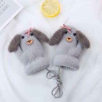 Balleenshiny 0-1 Jaar Winter Warme Halter Handschoenen Kinderen Mooie Gebreide Dubbele Laag Plus Fluwelen Gewatteerde Handschoenen Strepen Leuke hond 6