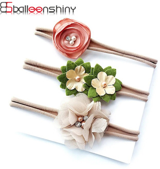 BalleenShiny 3PCS Baby Girls Flower Headband Set Infant Bowknot Lovely Headwear Gift Children Kids Princess Band Hair Accessory