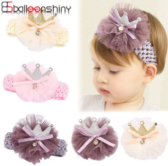 Balleenshiny Big Flower Crown Hair Band Lovely Princess Lace Elastic Baby Headbands for Girls Birthday Party Headwear Gifts